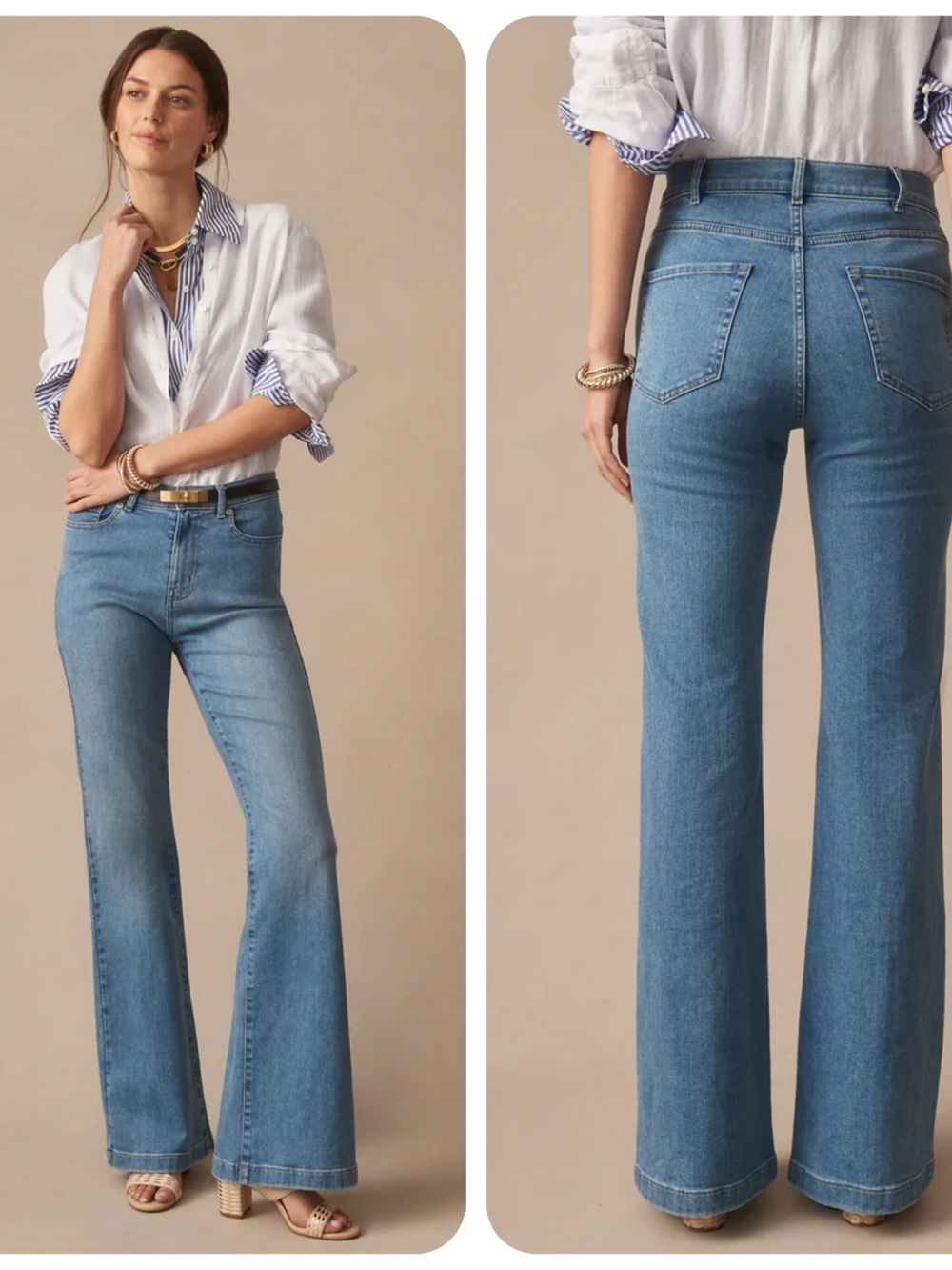 J. McLaughlin Jeans Women’s 8 Blue Domino High-Rise Flare LIKE NEW!